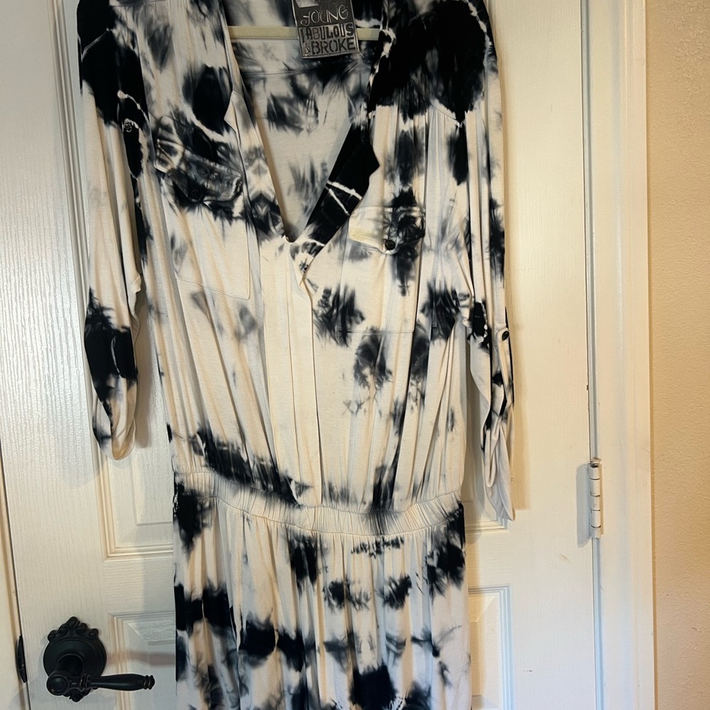 Young Fabulous & Broke Black and White Tie-Dye Jumpsuit